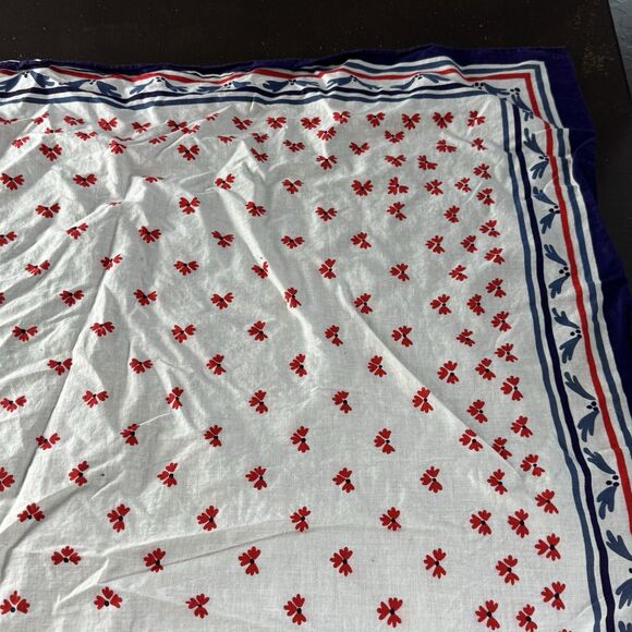 Womens Scarf 31x31 Square Red White & Blue Floral - Picture 8 of 10